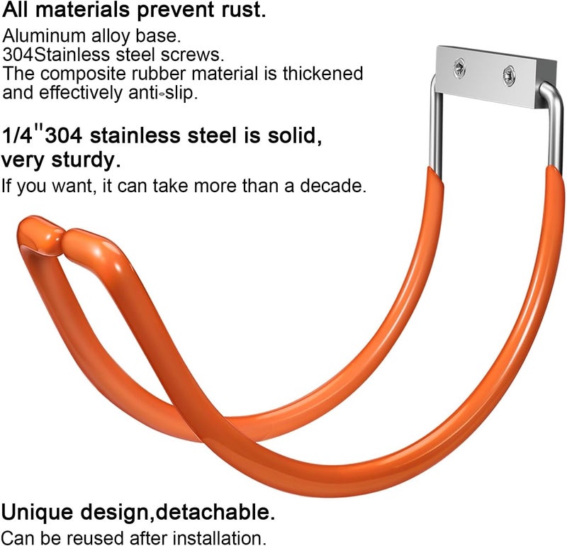 Yoniccal Garden Hose Holder Wall Mounted,304Stainless Steel Solid Hook Holds Up to 150Ft - Orange - Image 3